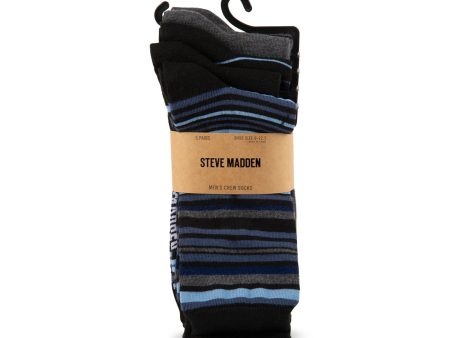 5 PK ALEX MEN S STRIPE CREW SOCKS BLUE MULTI Online Sale