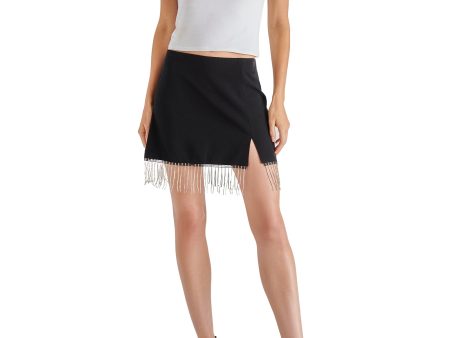 CAM SKIRT WITH FRINGE BLACK Online now