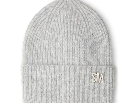 METALLIC THREAD RIB BEANIE GREY For Cheap