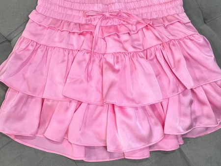 tiered satin skort with ties For Cheap