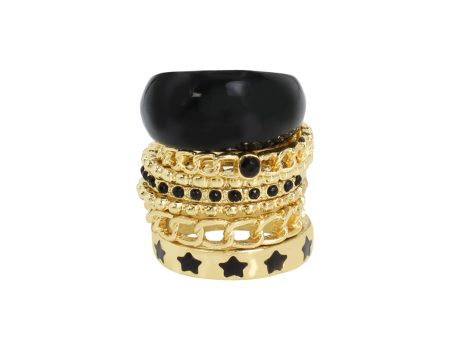 7 PIECE RING STACK GOLD MULTI For Sale