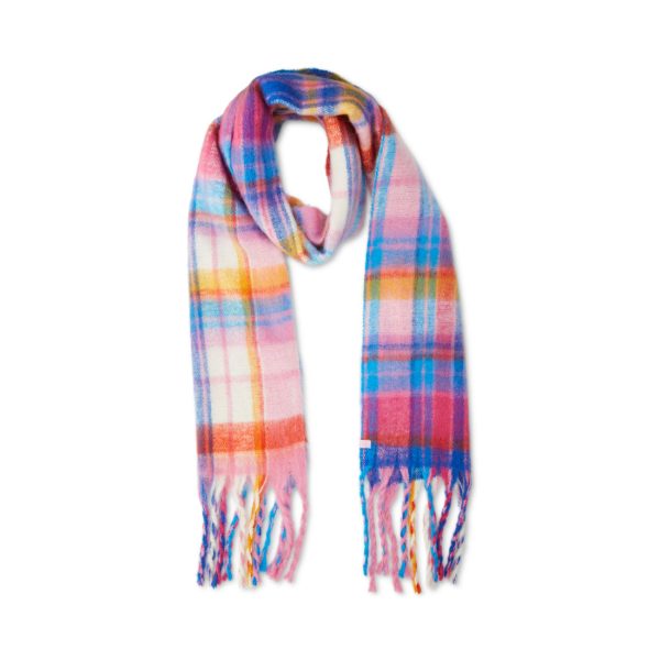 PLAID SCARF PINK MULTI For Sale