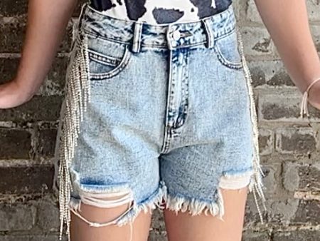 Side Rhinestone Cut Offs Online Hot Sale